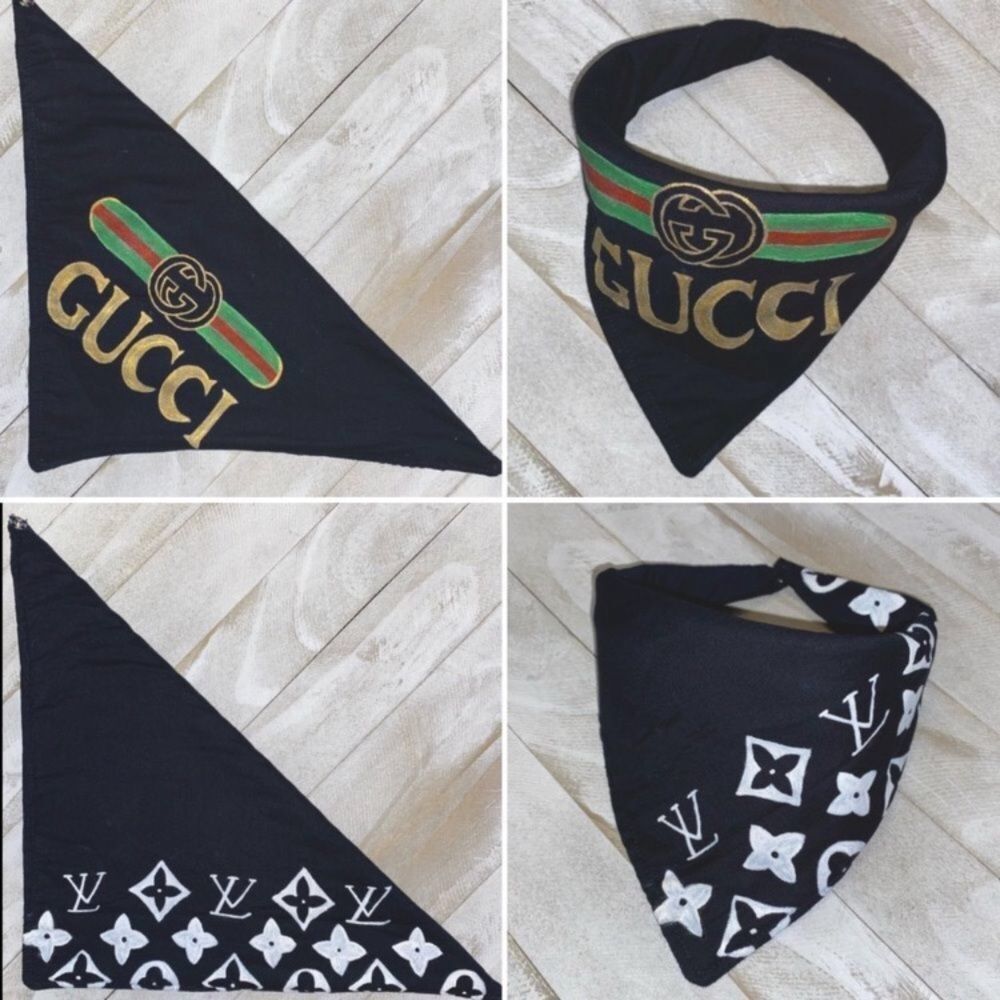 Luxury print hand painted fleece lined dog bandana